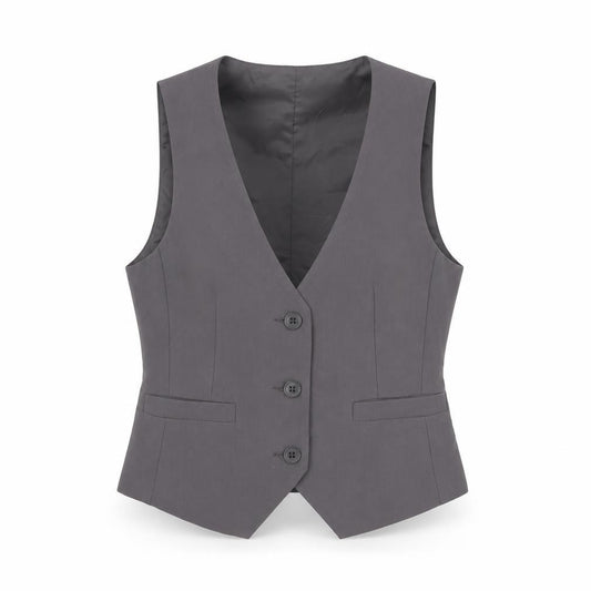 Front view of ASOS Design Women's Grey, size 8 Slim, Fit Suit Waistcoat
