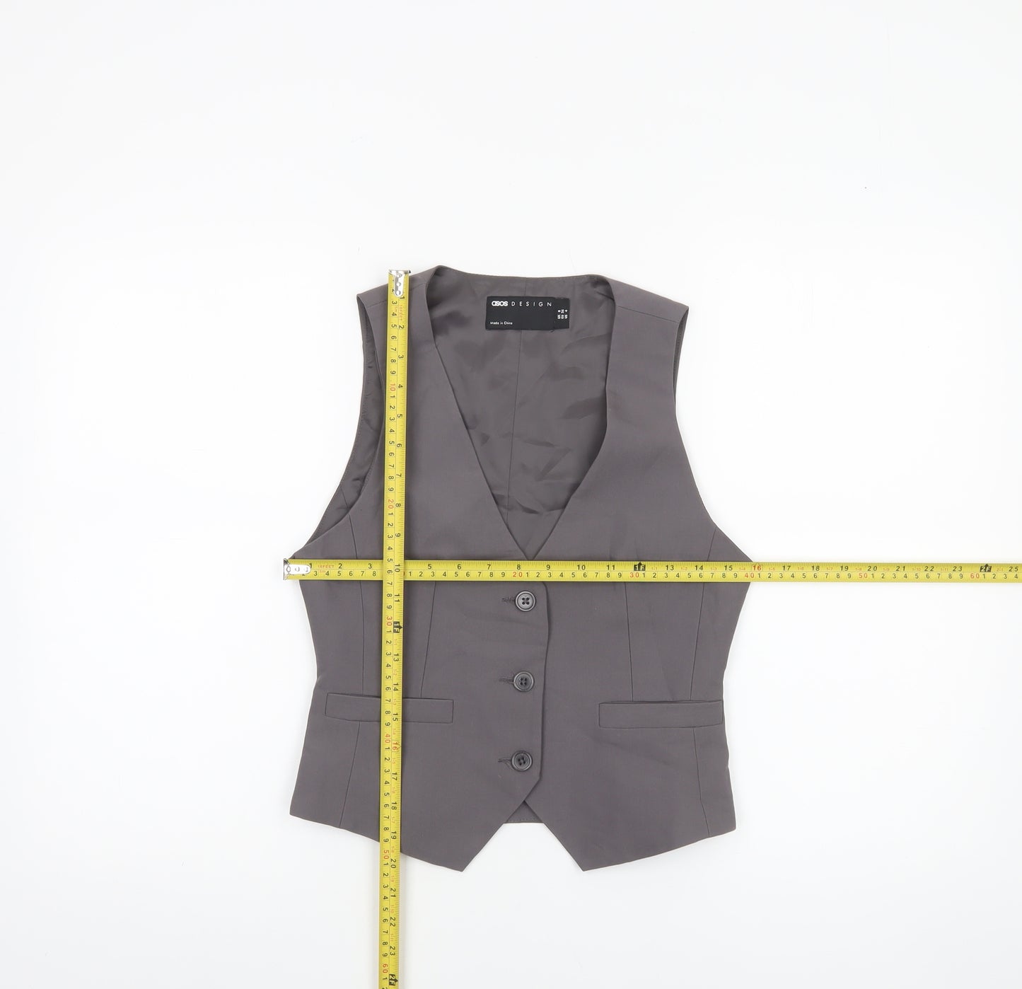 ASOS Design Women's Grey Size 8 Slim Fit Suit Waistcoat