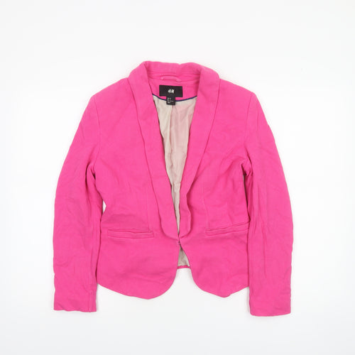 H&M Women’s Pink Single-Breasted Blazer Size 10 Cotton Lined