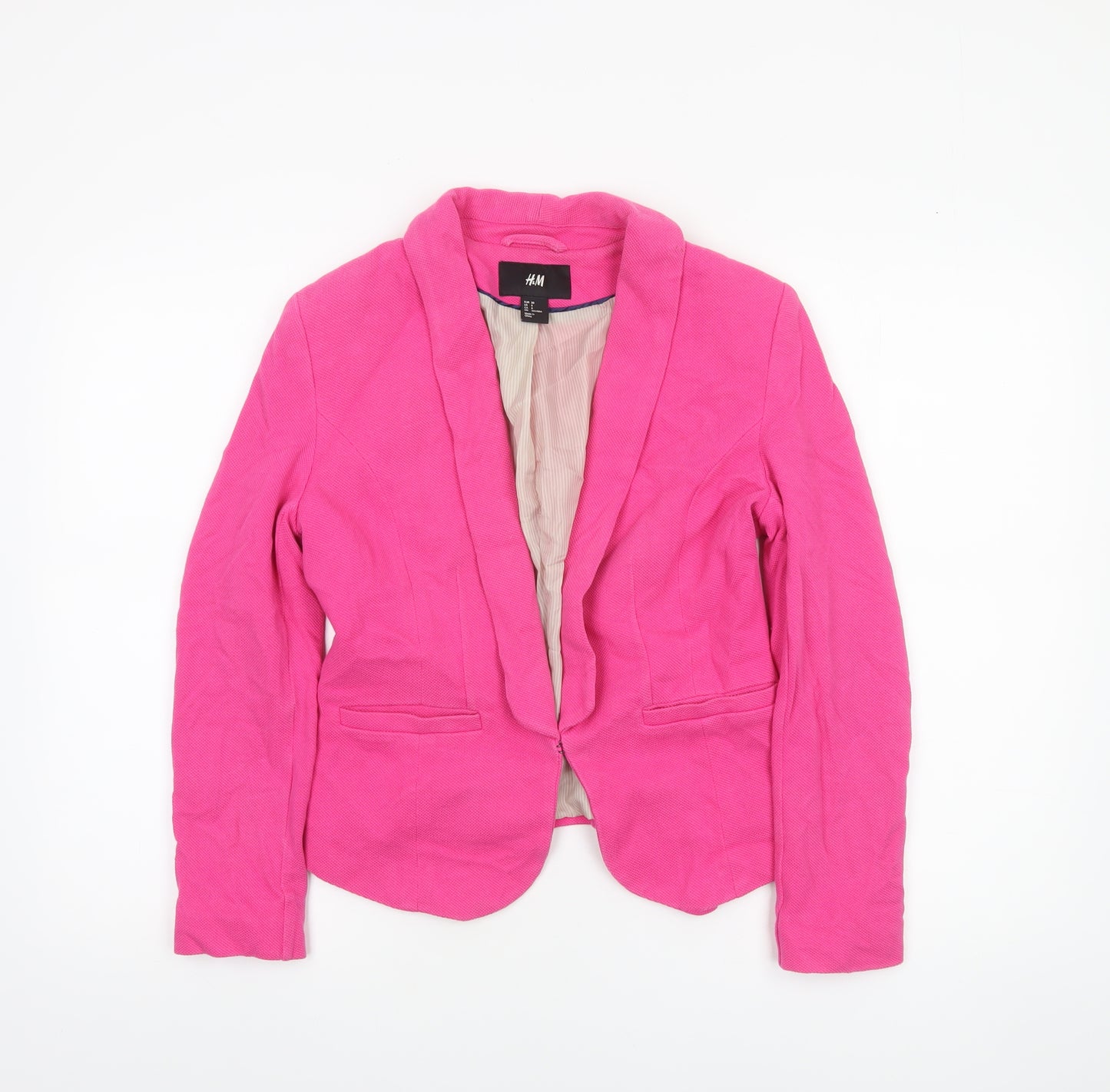 H&M Women’s Pink Single-Breasted Blazer Size 10 Cotton Lined
