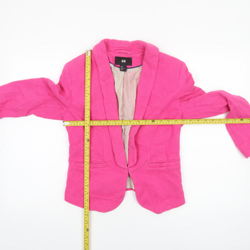 H&M Women’s Pink Single-Breasted Blazer Size 10 Cotton Lined