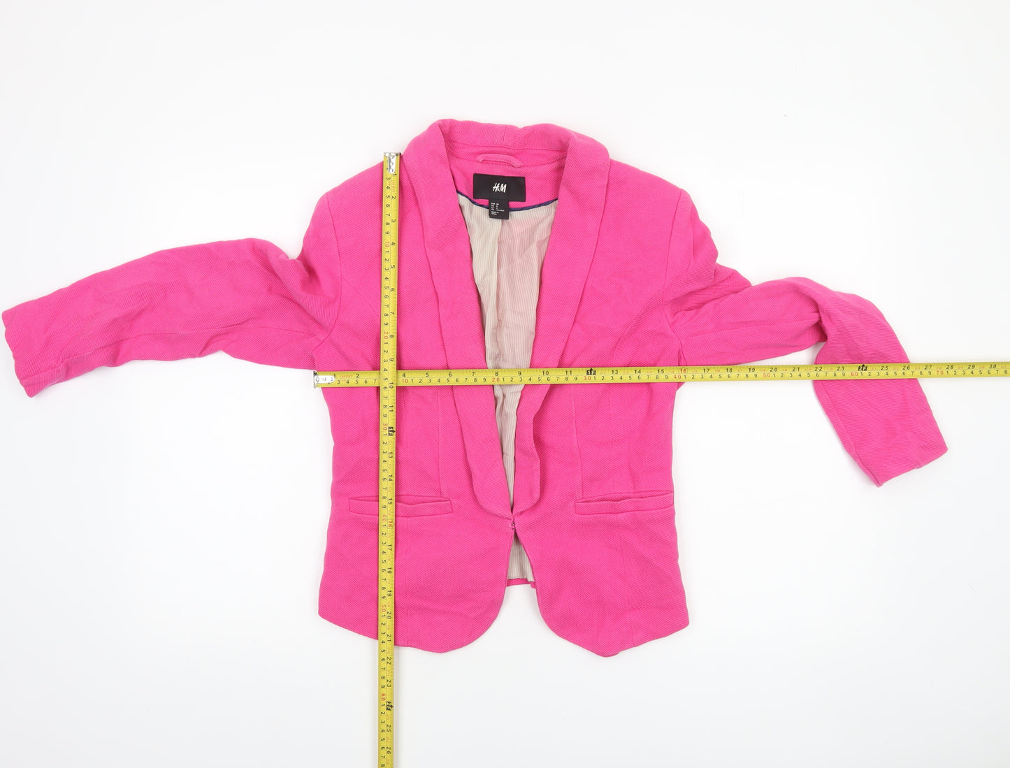 H&M Women’s Pink Single-Breasted Blazer Size 10 Cotton Lined