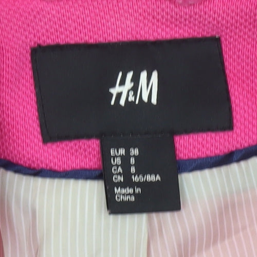 H&M Women’s Pink Single-Breasted Blazer Size 10 Cotton Lined