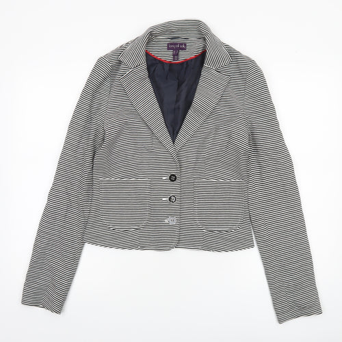 Long Tall Sally Women Black White Striped Blazer UK 10 Tailored Jacket