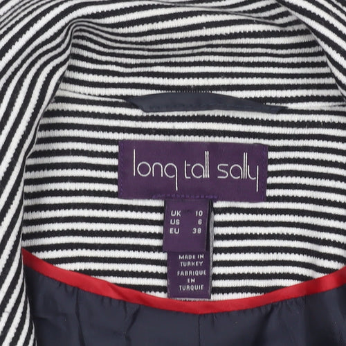 Long Tall Sally Women Black White Striped Blazer UK 10 Tailored Jacket