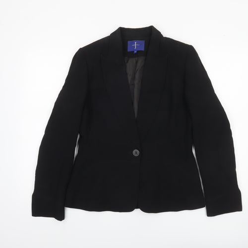 Jasper Conran Women's Black Wool Blend Single-Breasted Blazer Size 12