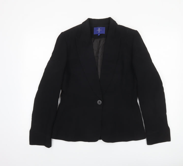 Jasper Conran Women's Black Wool Blend Single-Breasted Blazer Size 12