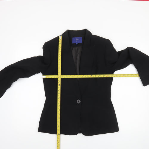 Jasper Conran Women's Black Wool Blend Single-Breasted Blazer Size 12
