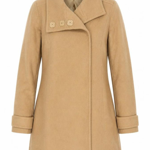 United Colors of Benetton Women's Beige Wool Mid-Length Coat UK 6