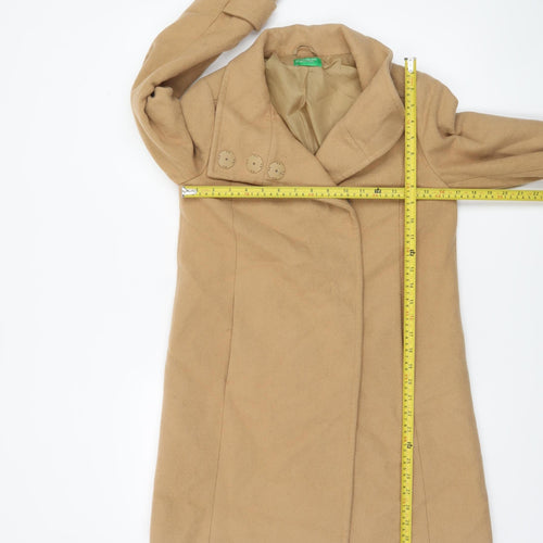 United Colors of Benetton Women's Beige Wool Mid-Length Coat UK 6