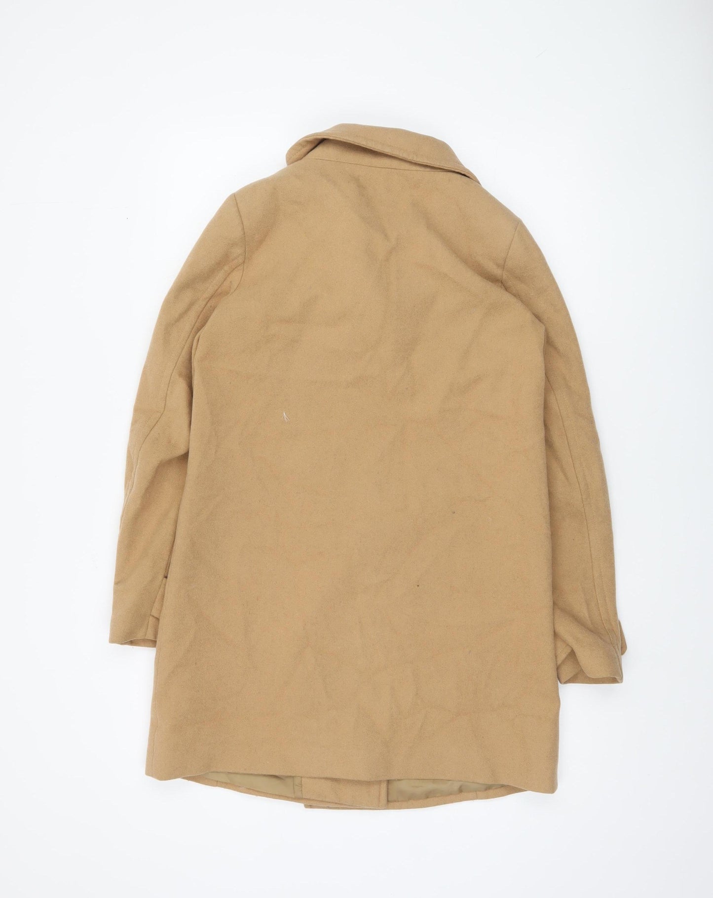 United Colors of Benetton Women's Beige Wool Mid-Length Coat UK 6