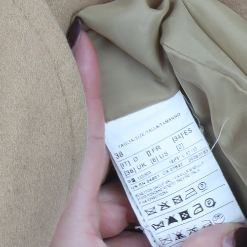 United Colors of Benetton Women's Beige Wool Mid-Length Coat UK 6