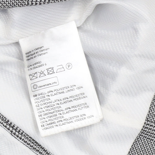 H&M Women Grey Check Blazer Size 8 Single-Breasted Tailored Jacket