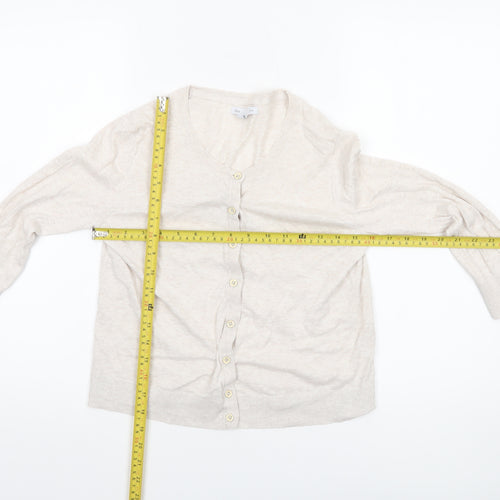 Gap Women Beige Cotton V-Neck Cardigan Small