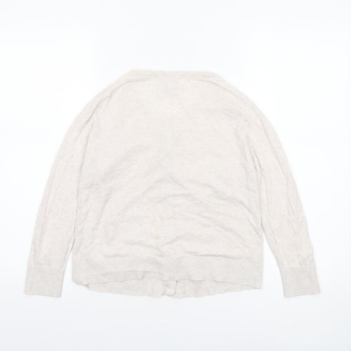 Gap Women Beige Cotton V-Neck Cardigan Small