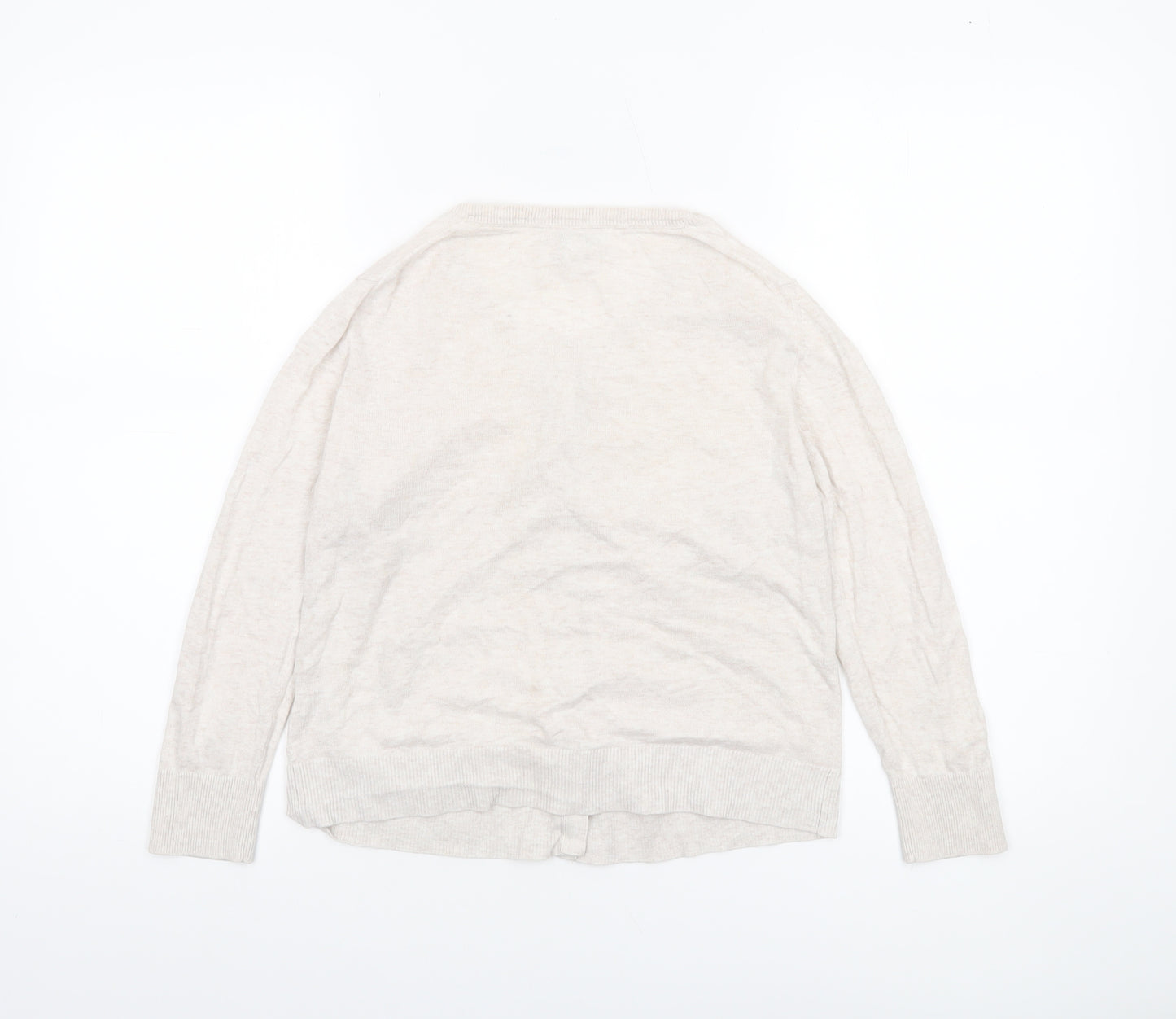Gap Women Beige Cotton V-Neck Cardigan Small