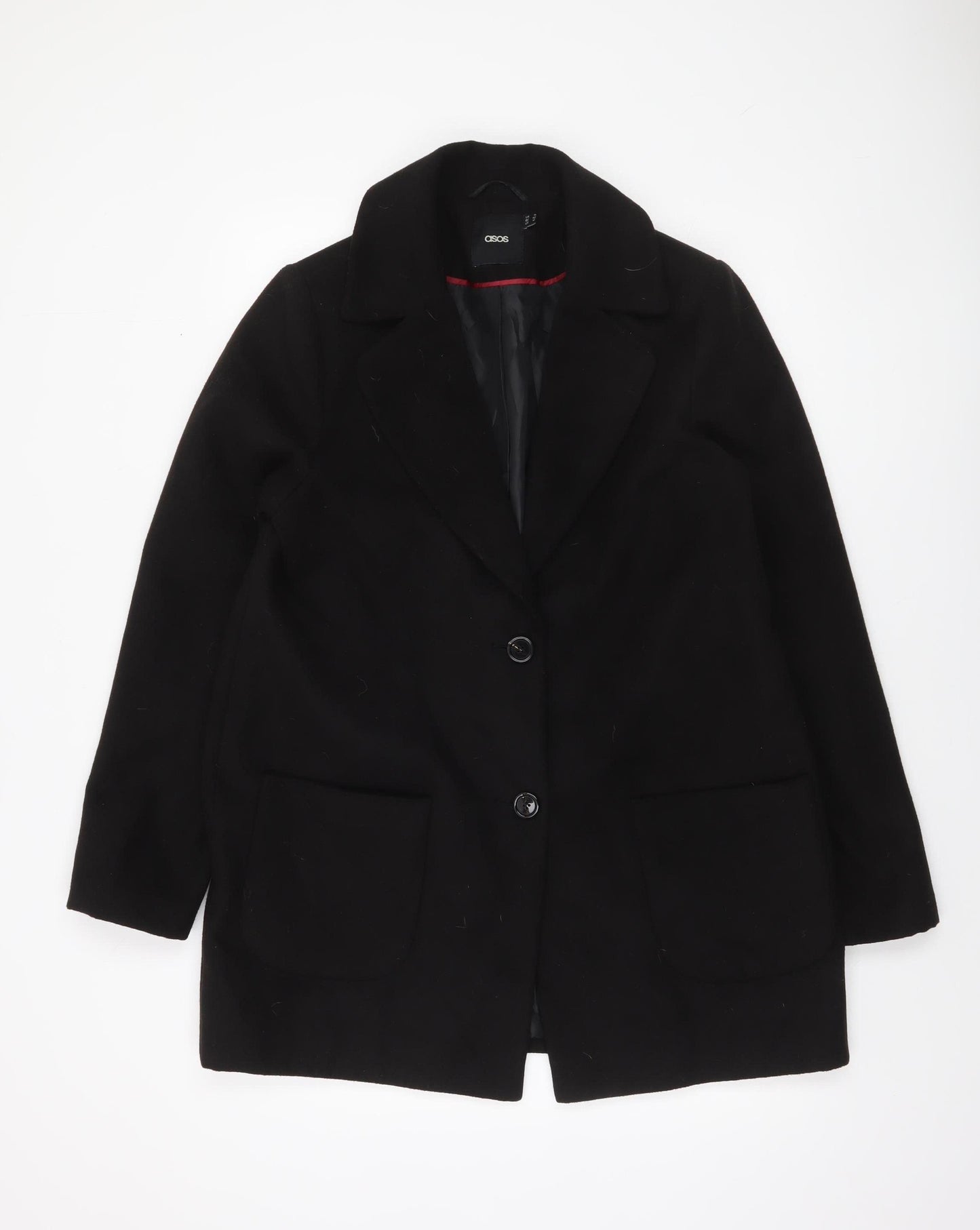 ASOS Women’s Black Mid Length Overcoat Size 14 Regular Fit
