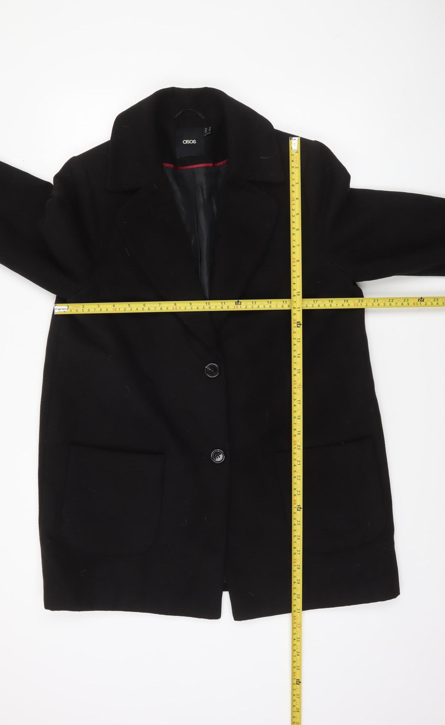 ASOS Women’s Black Mid Length Overcoat Size 14 Regular Fit