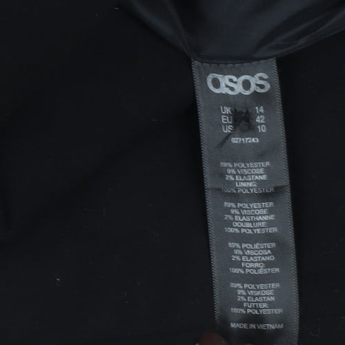ASOS Women’s Black Mid Length Overcoat Size 14 Regular Fit