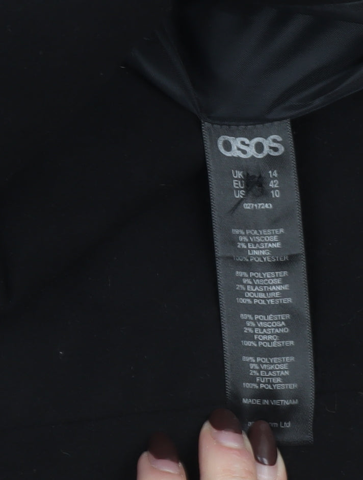 ASOS Women’s Black Mid Length Overcoat Size 14 Regular Fit