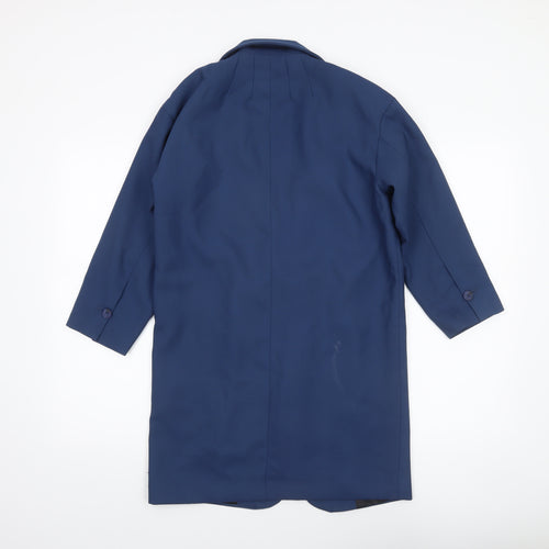 Boohoo Women's Blue Longline Single-Breasted Blazer UK 10
