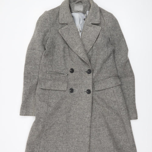 Next Women’s Grey Wool Blend Long Overcoat Size 8