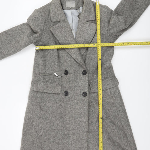 Next Women’s Grey Wool Blend Long Overcoat Size 8