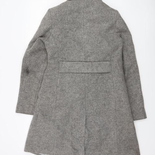 Next Women’s Grey Wool Blend Long Overcoat Size 8