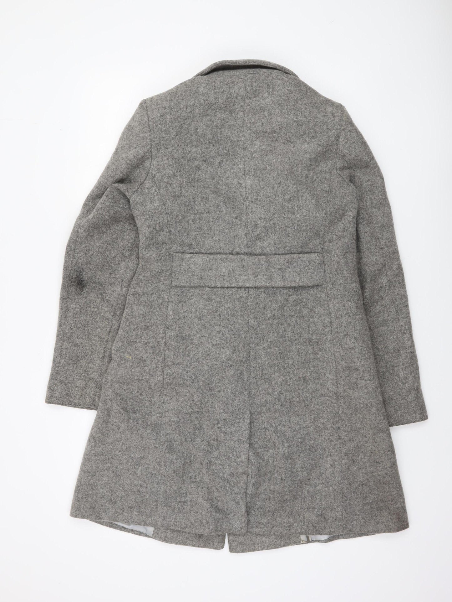 Next Women’s Grey Wool Blend Long Overcoat Size 8