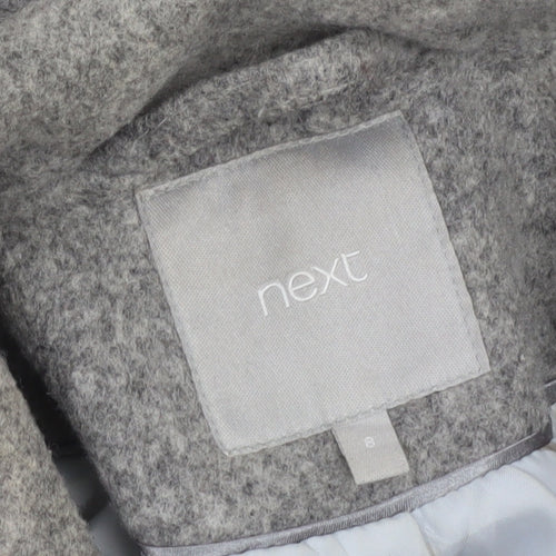 Next Women’s Grey Wool Blend Long Overcoat Size 8