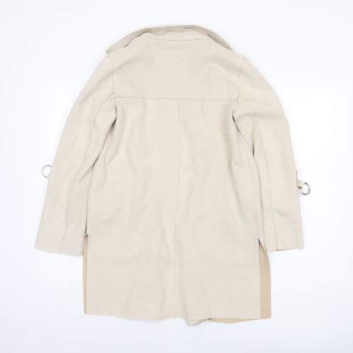 Bershka Womens Beige Suede Mid-Length Overcoat XS