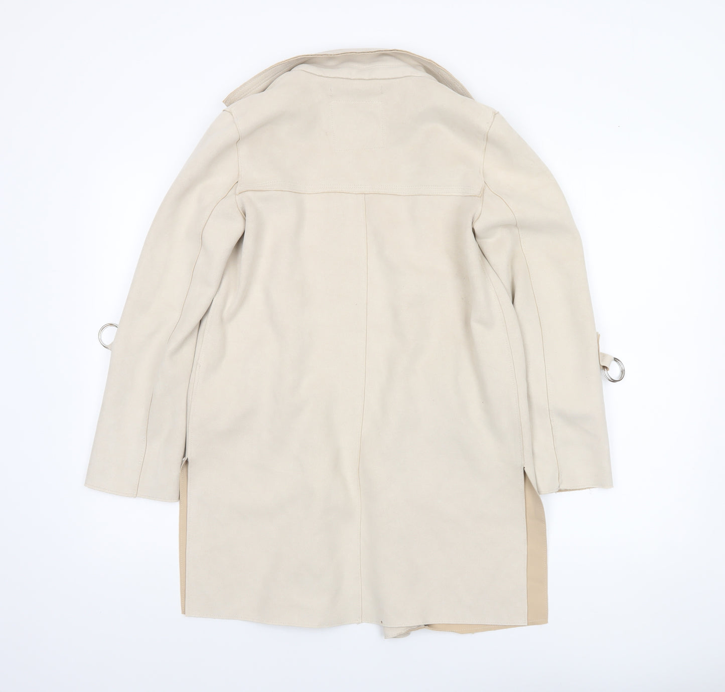 Bershka Womens Beige Suede Mid-Length Overcoat XS