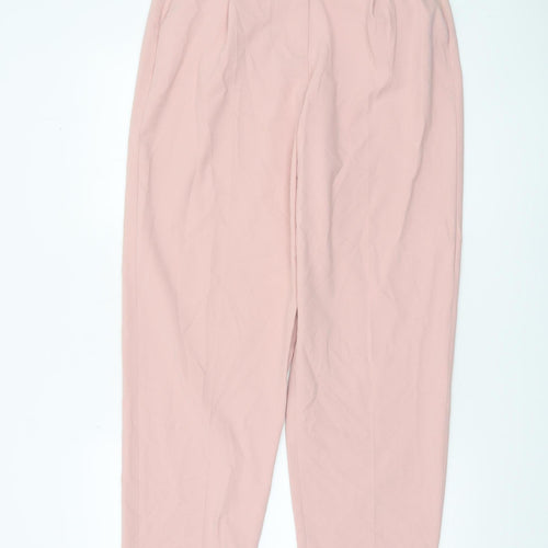 Warehouse Women's Pink Pleated High Rise Tapered Trousers Size 12