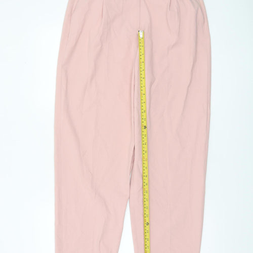Warehouse Women's Pink Pleated High Rise Tapered Trousers Size 12