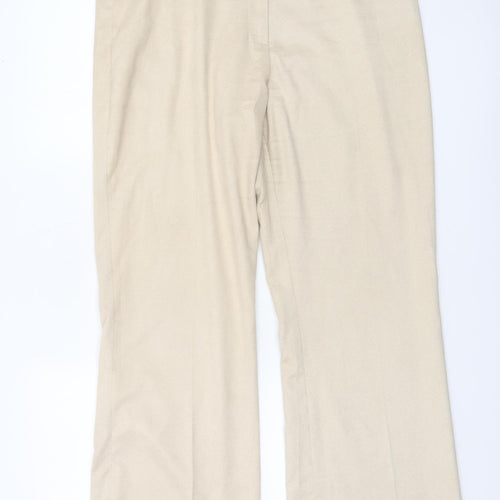 YKA Collection Womens Beige Wide-Leg Stretch Trousers Size 16