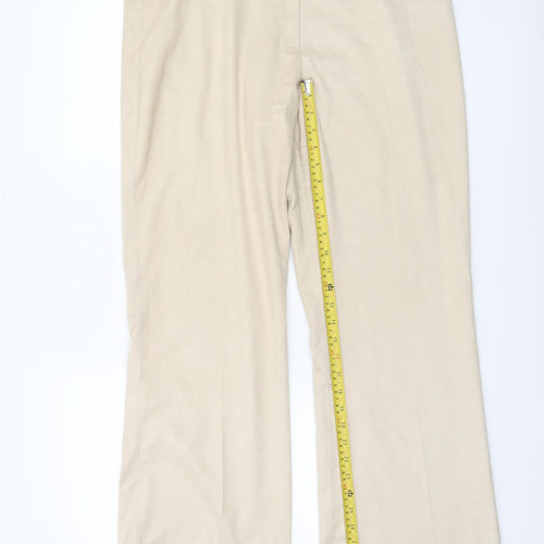 YKA Collection Womens Beige Wide-Leg Stretch Trousers Size 16