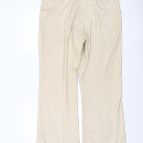 YKA Collection Womens Beige Wide-Leg Stretch Trousers Size 16