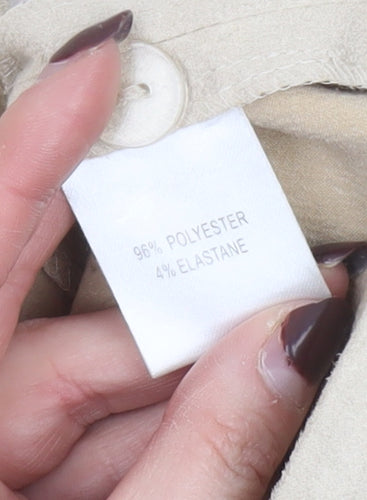 YKA Collection Womens Beige Wide-Leg Stretch Trousers Size 16