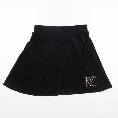 Juicy Couture Girls Black Velour Skater Skirt 13 Years Rhinestone Logo