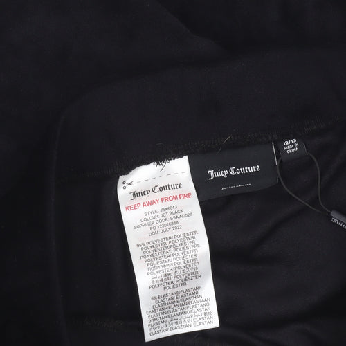 Juicy Couture Girls Black Velour Skater Skirt 13 Years Rhinestone Logo