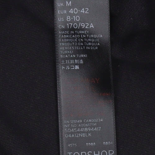 Topshop Women Black Velvet Cropped Pullover Sweatshirt Size M