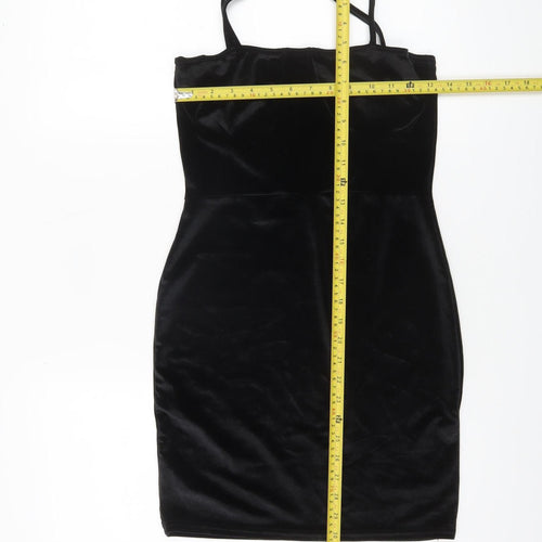 PrettyLittleThing Women’s Black Velvet Bodycon Mini Dress Size 8