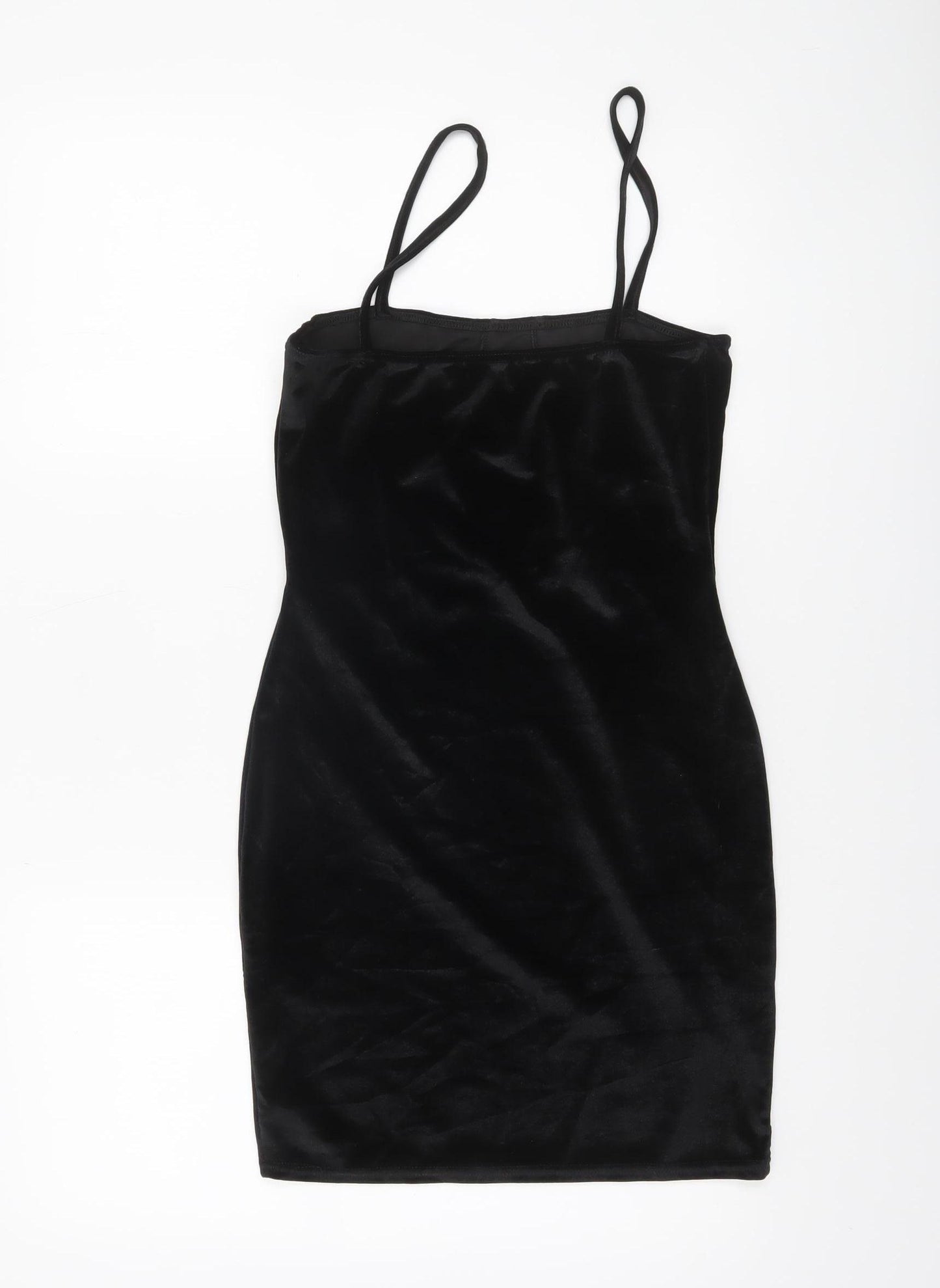 PrettyLittleThing Women’s Black Velvet Bodycon Mini Dress Size 8