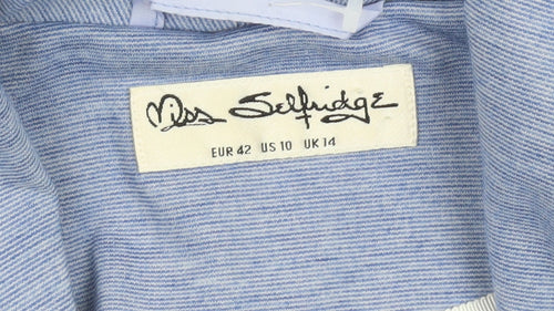 Miss Selfridge Women Blue Size 14 Shawl Collar Blazer Jacket