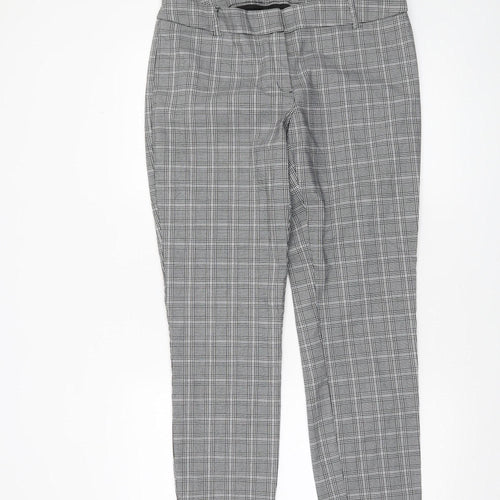 Massimo Fabbro Women Grey Check Slim Fit Trousers UK 16