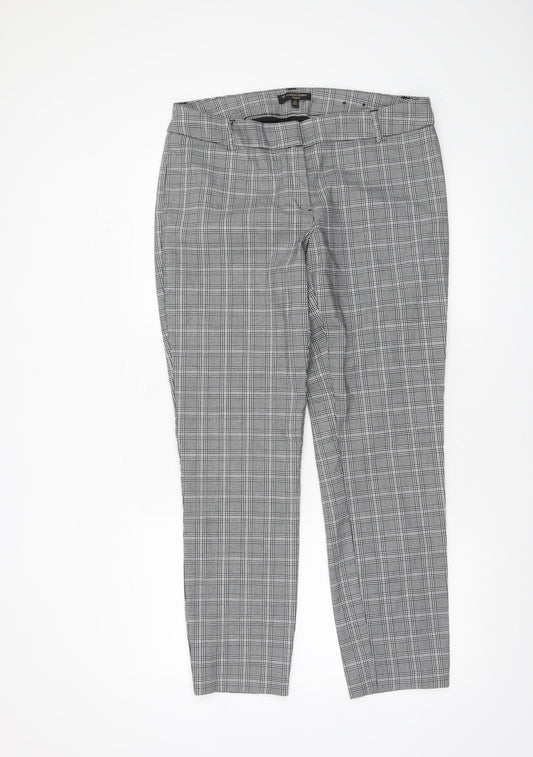 Massimo Fabbro Women Grey Check Slim Fit Trousers UK 16