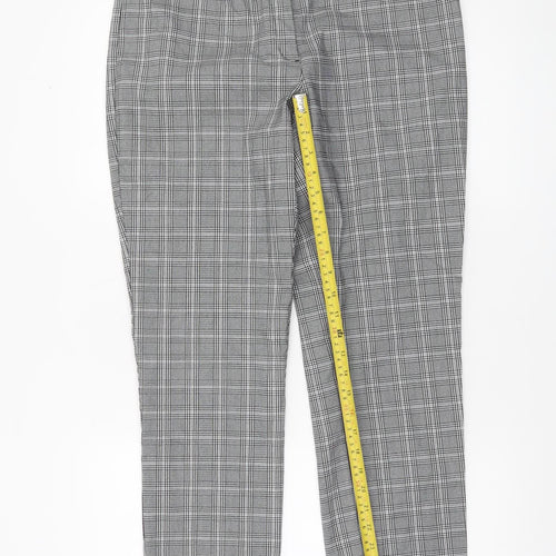 Massimo Fabbro Women Grey Check Slim Fit Trousers UK 16