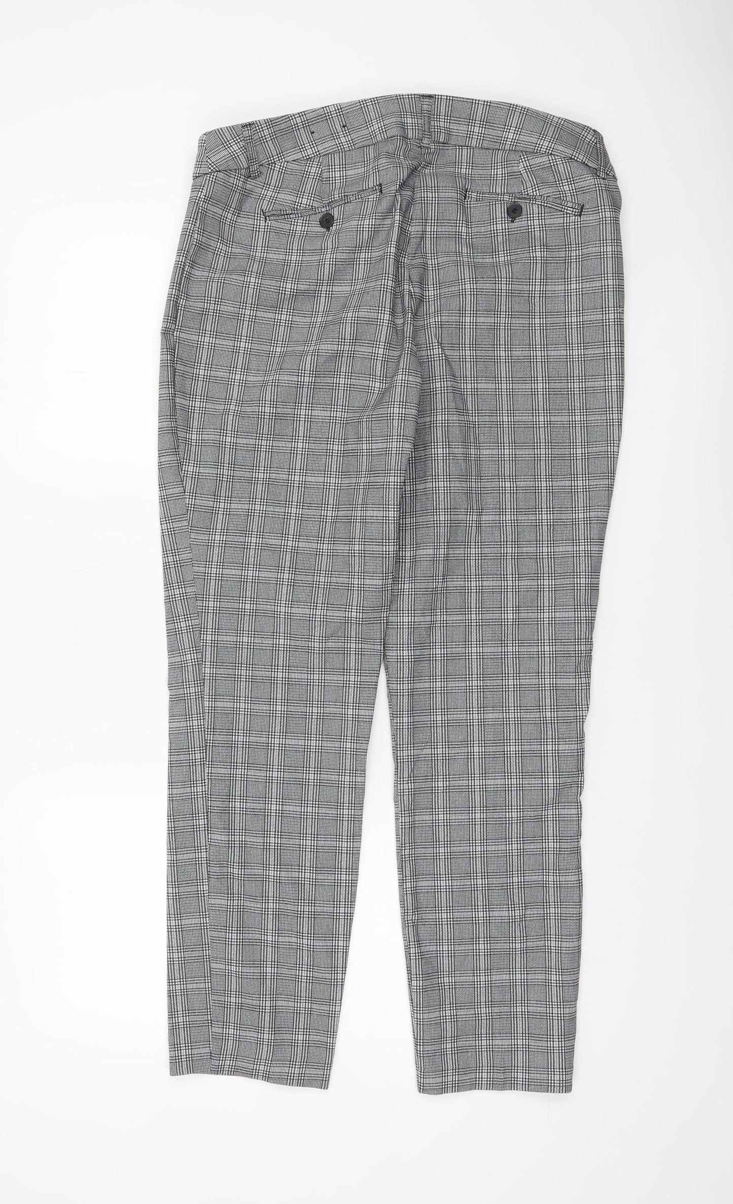 Massimo Fabbro Women Grey Check Slim Fit Trousers UK 16