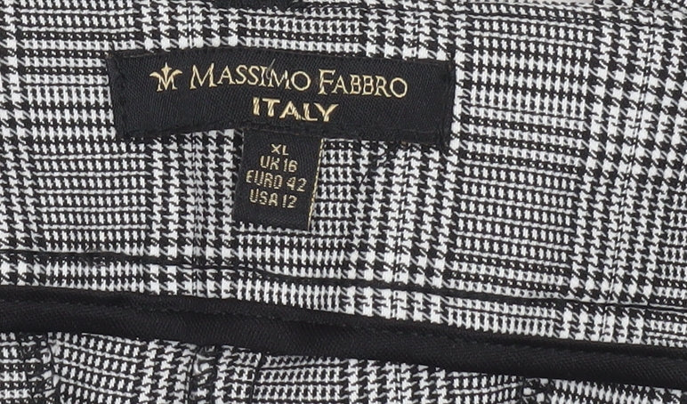 Massimo Fabbro Women Grey Check Slim Fit Trousers UK 16