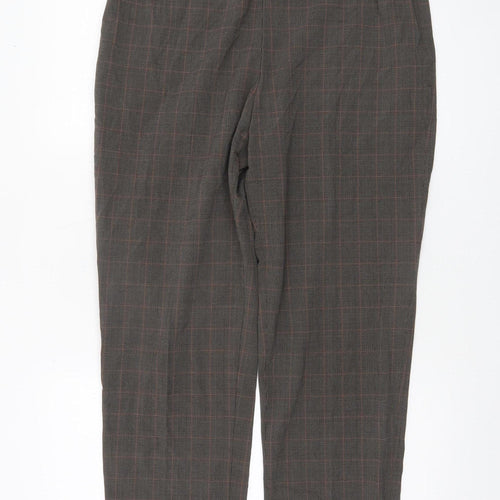 Marks and Spencer Women's Brown Checked Straight Leg Trousers Size 16